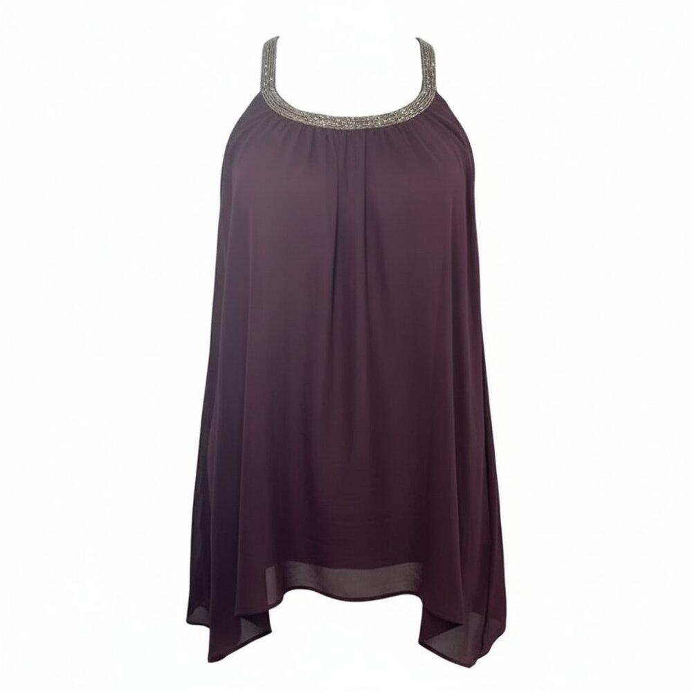 Matty M 100% Silk Burgundy Halter Top – Size Medium